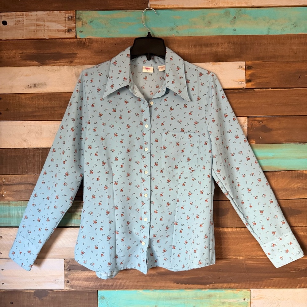 Levi's Blue Ditsy Floral Jasper Top - Cottagecore Prairie Blouse | Size M